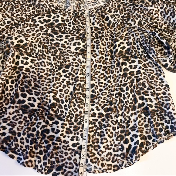 Knox Rose Balloon Sleeve, Button Down Leopard Shirt SZ-XXL - Picture 5 of 7